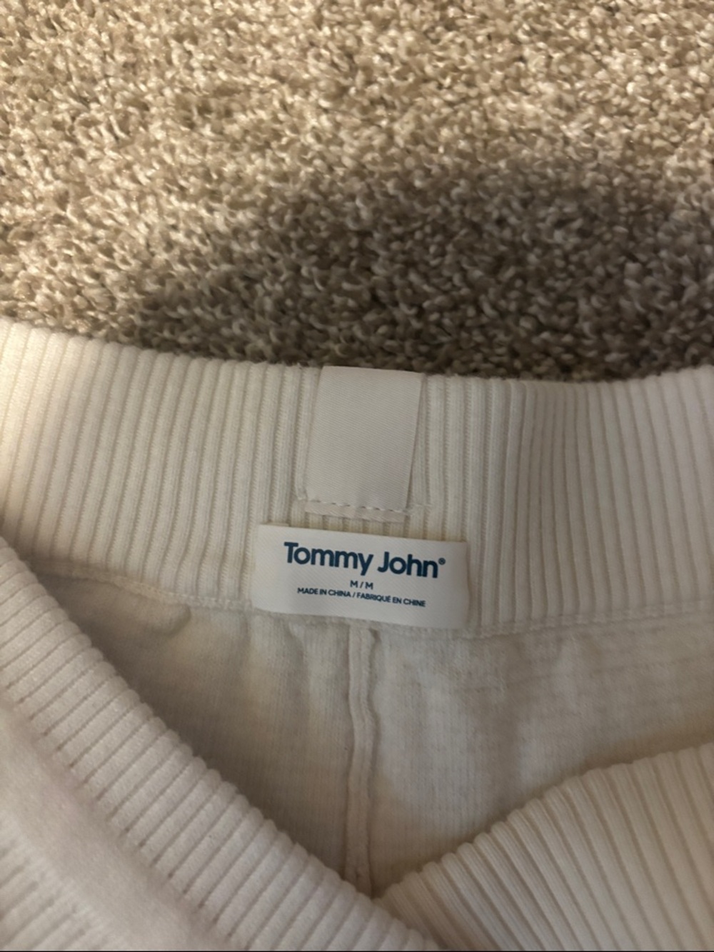 Tommy John Off-White Ribbed Crew Sweatshirt